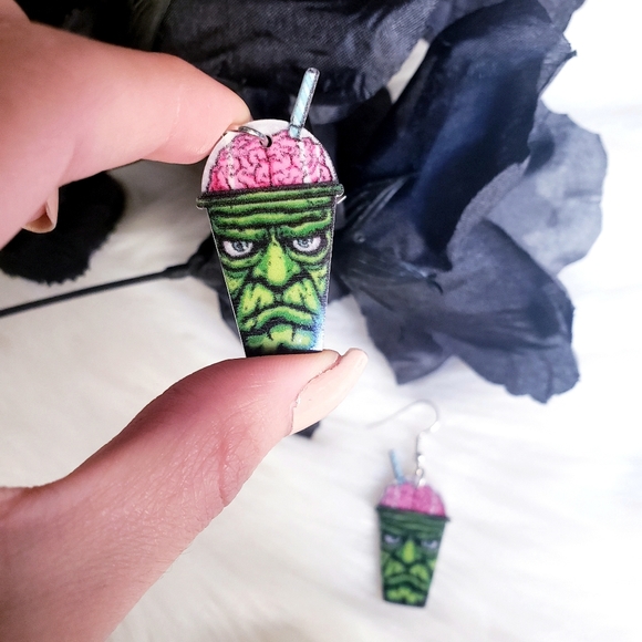 Zombie Brains Slushie Acrylic Earrings - Picture 4 of 4